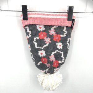 PATAGONIA Recycled Winter Beanie knit hat ski outdoor pompom Gray Pink Floral OS